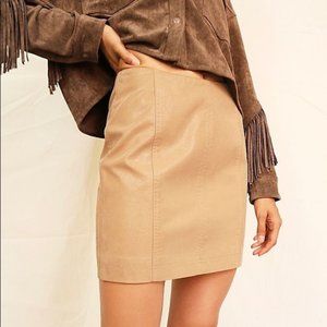 BRAND NEW Free People Modern Femme Vegan Suede Mini Skirt - Color Crumb Cake